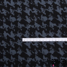 Coupon 3m stretch viscose élasthanne tailleur pantalon motif pied de coq stylisé noir sable mouillé
