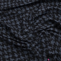 Coupon 3m stretch viscose élasthanne tailleur pantalon motif pied de coq stylisé noir sable mouillé