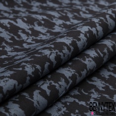 Coupon 3m stretch viscose élasthanne tailleur pantalon motif pied de coq stylisé noir sable mouillé