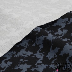 Coupon 3m stretch viscose élasthanne tailleur pantalon motif pied de coq stylisé noir sable mouillé