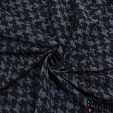 Coupon 3m stretch viscose élasthanne tailleur pantalon motif pied de coq stylisé noir sable mouillé