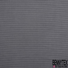 Coupon 3m stretch polyester polyamide viscose élasthanne tailleur fine et large rayure horizontale perle anthracite