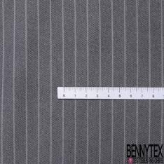 Coupon 3m stretch polyester polyamide viscose élasthanne tailleur fine et large rayure horizontale perle anthracite