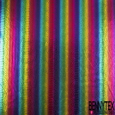 Polyester élasthanne laqué tâche multicolore esprit disco night fever