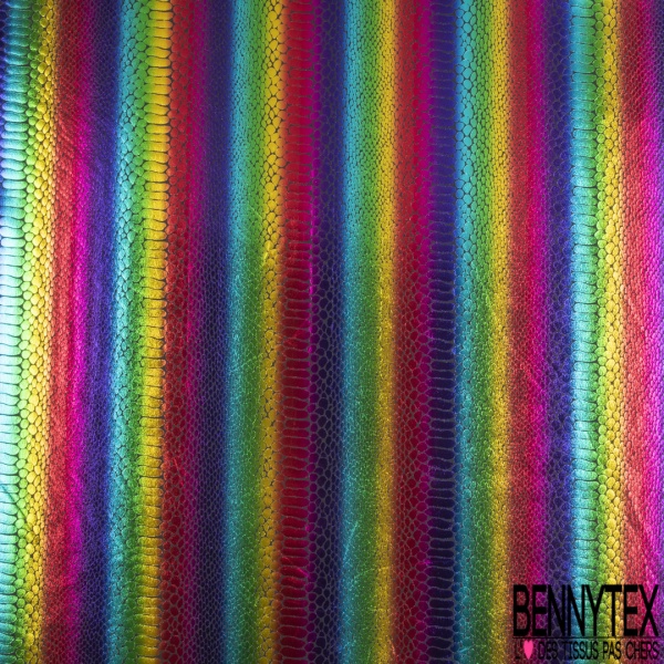 Polyester élasthanne laqué tâche multicolore esprit disco night fever