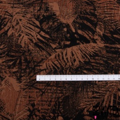 Crépon Viscose Motif fantaisies tons bleu ocre blanc