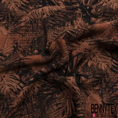 Crépon Viscose Motif fantaisies tons bleu ocre blanc