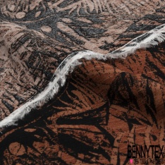 Crépon Viscose Motif fantaisies tons bleu ocre blanc