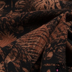 Crépon Viscose Motif fantaisies tons bleu ocre blanc
