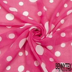 Mousseline voile polyester imprimé floral stylisé naïf noir taupe fond brun tabac