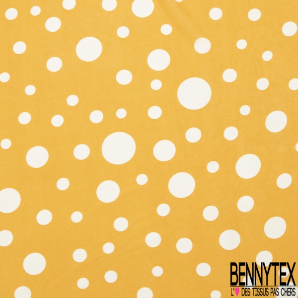 Mousseline voile polyester imprimé gros pois blanc fond betterave