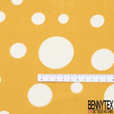 Mousseline voile polyester imprimé gros pois blanc fond betterave