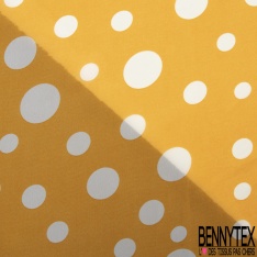 Mousseline voile polyester imprimé gros pois blanc fond betterave