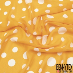 Mousseline voile polyester imprimé gros pois blanc fond betterave
