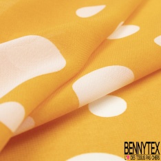 Mousseline voile polyester imprimé gros pois blanc fond betterave