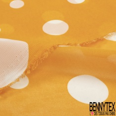Mousseline voile polyester imprimé gros pois blanc fond betterave