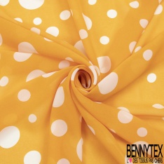 Mousseline voile polyester imprimé gros pois blanc fond betterave