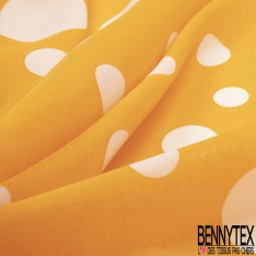 Mousseline voile polyester imprimé gros pois blanc fond betterave