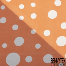 Mousseline voile polyester imprimé gros pois blanc fond zinnia