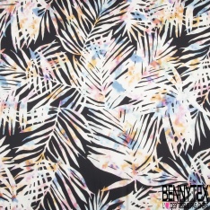 Satinette polyester imprimé grand motif tribal ton chaud et froid pictural effet kaleidoscope