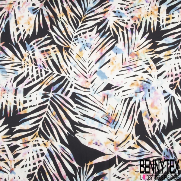Satinette polyester imprimé grand motif tribal ton chaud et froid pictural effet kaleidoscope
