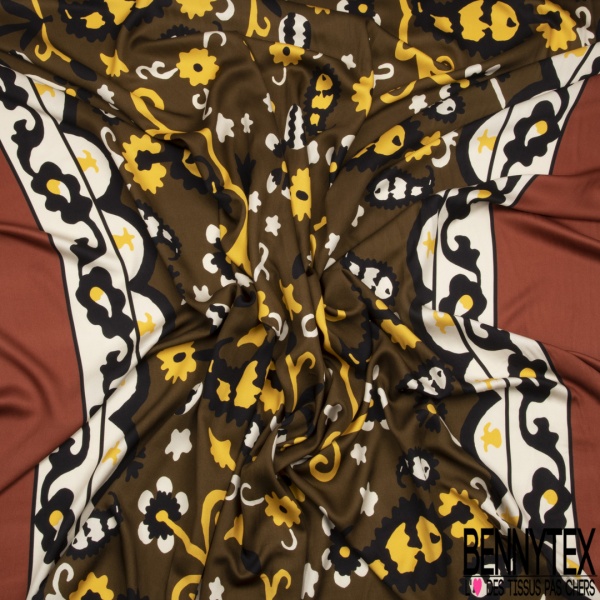 Pashmina viscose motif vintage cachemire multicolore fond noir