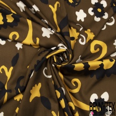 Pashmina viscose motif vintage cachemire multicolore fond noir