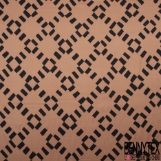 Fibranne viscose satinée motif gros pois ton sur ton coquelicot