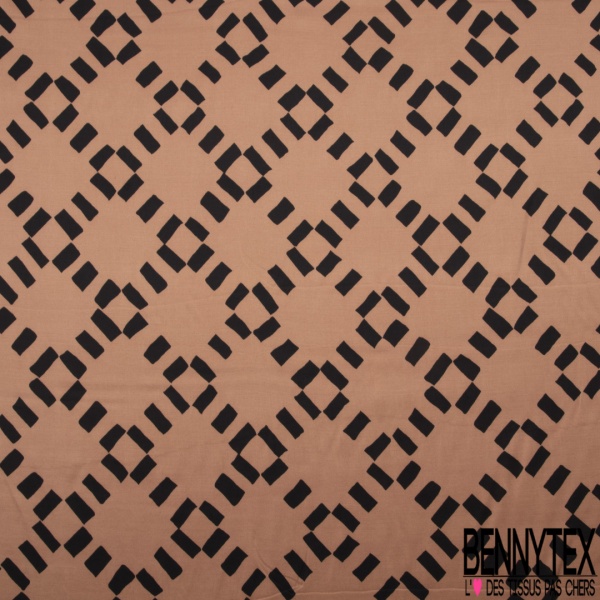 Fibranne viscose satinée motif gros pois ton sur ton coquelicot
