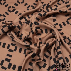 Fibranne viscose satinée motif gros pois ton sur ton coquelicot