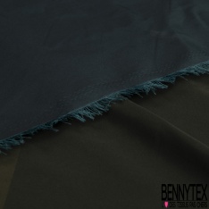Taffetas satiné polyester fin changeant carreaux ton kaki bleu de saxe brun foncé encre de chine