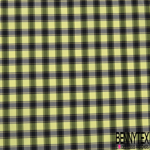 Taffetas satiné polyester fin tartan ton noir blanc discret or crémeux perle enfûmée