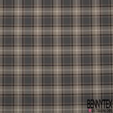 Taffetas satiné polyester fin petit carreau noir soufre clair banane pâle bleu nuit