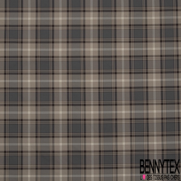 Taffetas satiné polyester fin petit carreau noir soufre clair banane pâle bleu nuit