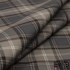 Taffetas satiné polyester fin petit carreau noir soufre clair banane pâle bleu nuit