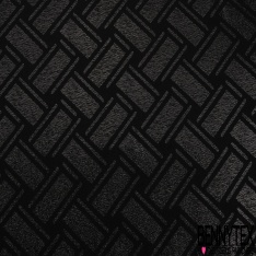 Brocard souple haute couture viscose soie motif géométrique arts déco ton sur ton noir