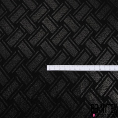 Brocard souple haute couture viscose soie motif géométrique arts déco ton sur ton noir