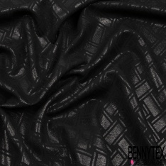 Brocard souple haute couture viscose soie motif géométrique arts déco ton sur ton noir