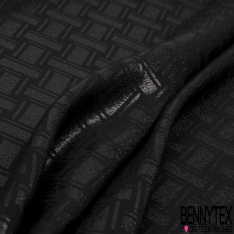 Brocard souple haute couture viscose soie motif géométrique arts déco ton sur ton noir
