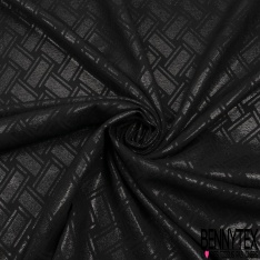 Brocard souple haute couture viscose soie motif géométrique arts déco ton sur ton noir