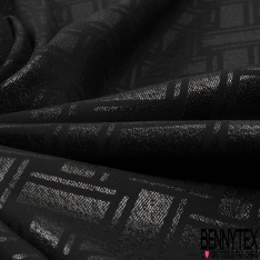 Brocard souple haute couture viscose soie motif géométrique arts déco ton sur ton noir