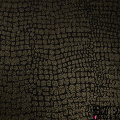 Brocard souple haute couture viscose soie motif floral noir lurex or fond noir lurex or