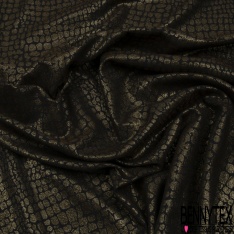 Brocard souple haute couture viscose soie motif floral noir lurex or fond noir lurex or