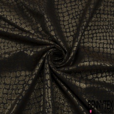 Brocard souple haute couture viscose soie motif floral noir lurex or fond noir lurex or