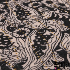 Crêpe polyester fin imprimé floral tropical vintage graphique multicolore