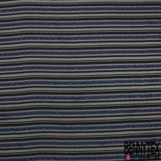 Mousseline de soie polyester haute couture rayure horizontale tissée noir rouge minéral rond gaufré