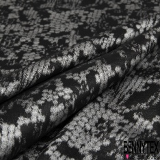 Soie élasthanne lingerie motif abstrait géométrique strié noir gris enfûmé