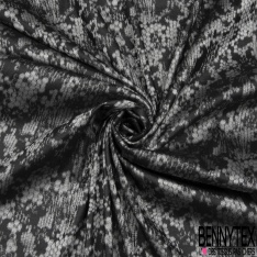 Soie élasthanne lingerie motif abstrait géométrique strié noir gris enfûmé