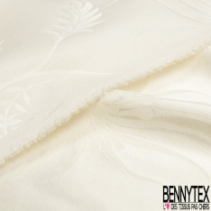 Brocard souple haute couture soie viscose laine motif floral ton sur ton blanc cassé