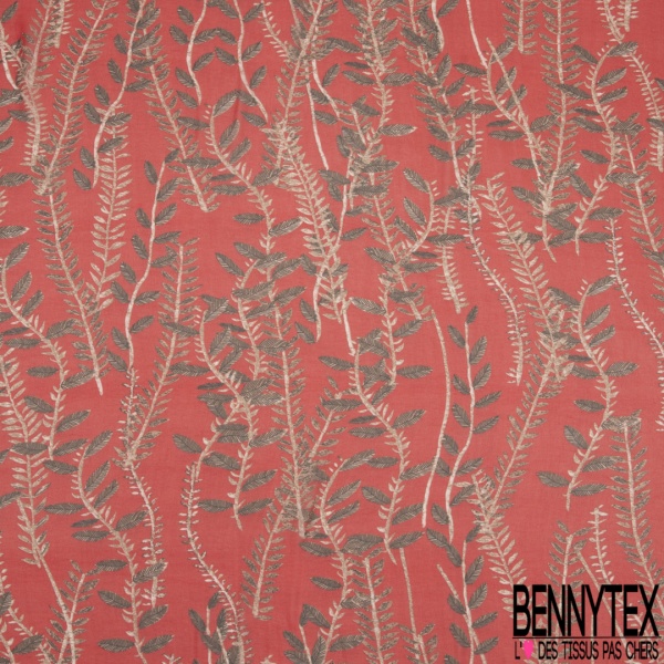 Coupon 3m mousseline polyester crêpon imprimé floral cachemire ton chaud rayure lurex or verticale